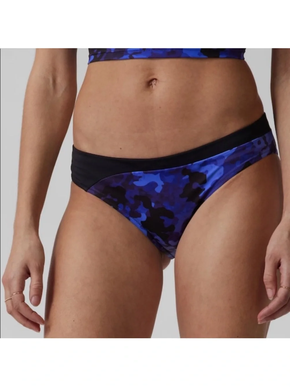 NEW Athleta Freestyle Camo Medium Bikini Bottom Size Large Blue NWT